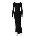 Mireille Backless Ruched Long Dress - Black [P4OSCF3K]