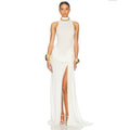 Nikole Mock Neck Ruched Maxi Dress - White [5R2V9LWT]
