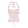 Maddix Pink Backless Halter Top - Pink [FCCMK3HG]