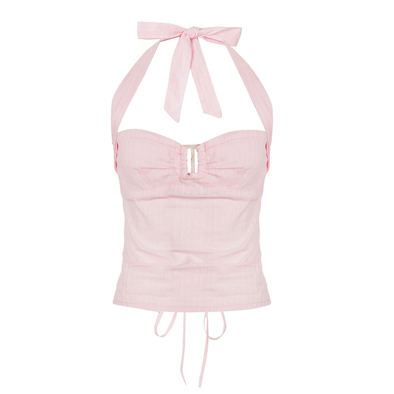 Maddix Pink Backless Halter Top - Pink [FCCMK3HG]