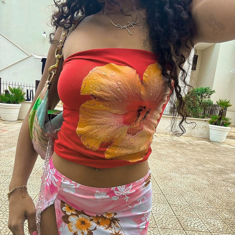 Brianny Floral Tube Crop Top