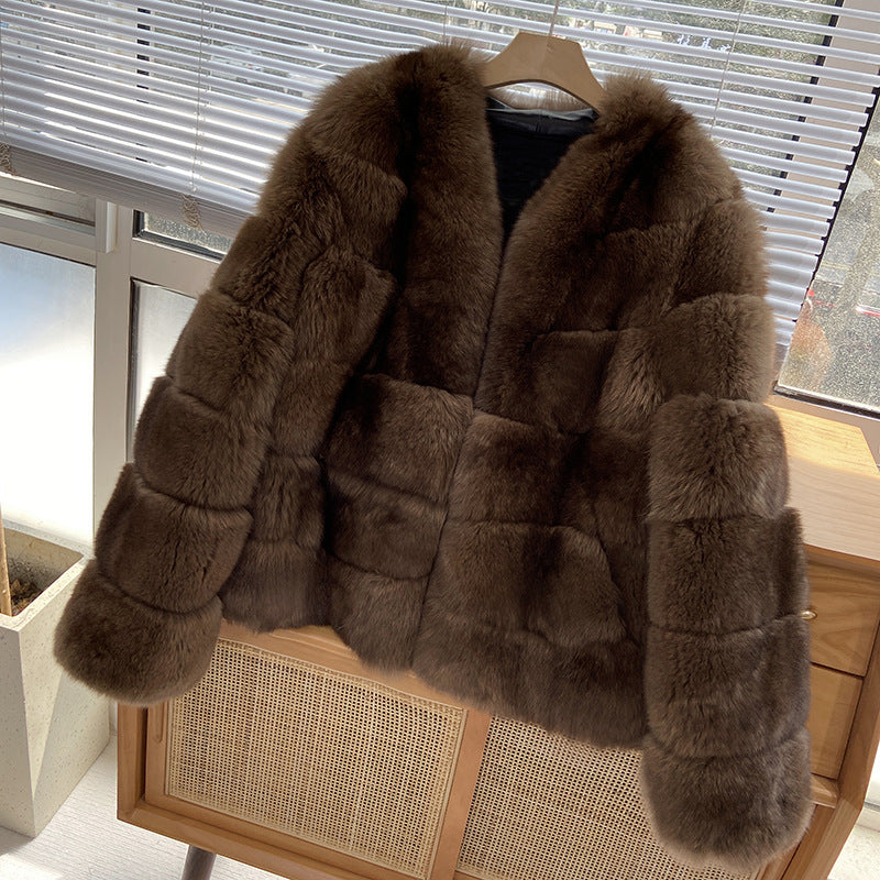 Mumtaz Elegant Faux Fur Jacket - Coffee Brown [RCQ5CLW7]