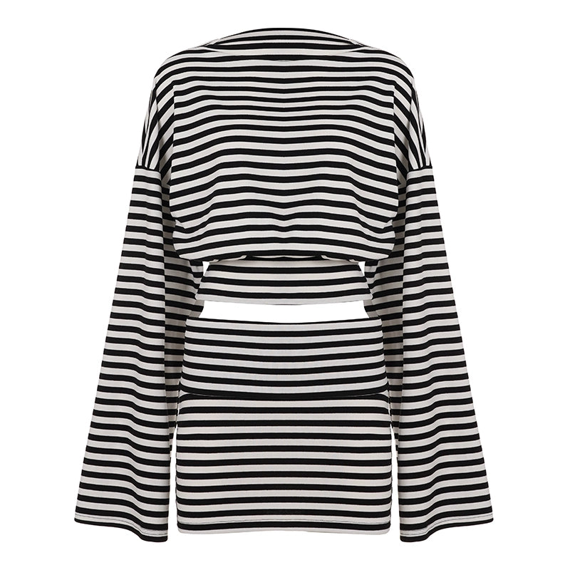 Kayden Striped Skirt Set - Black White [Q964D9QB]