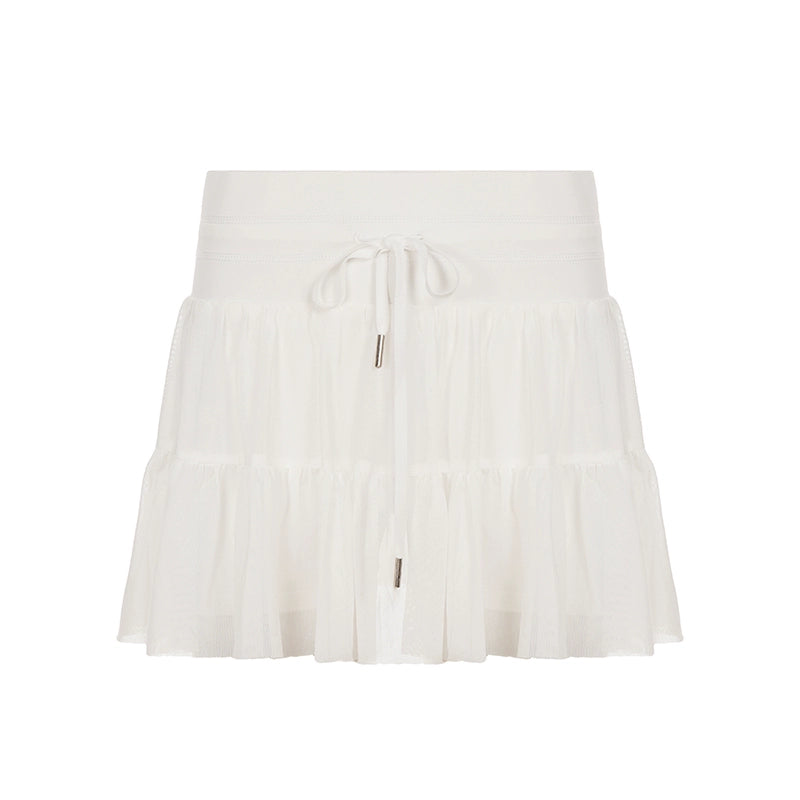 Starla Lace-Up Mesh Skirt - White [79C8CF8D]