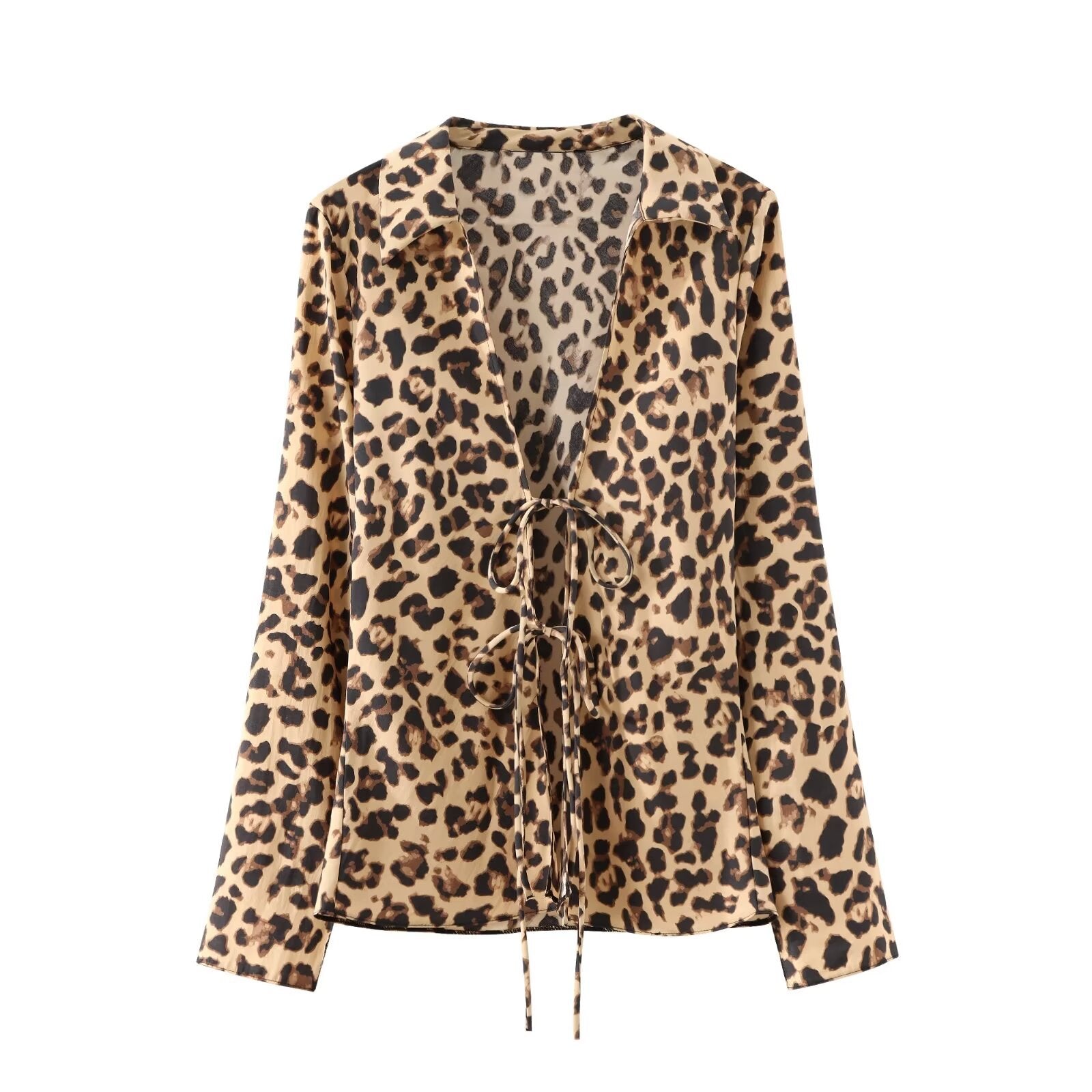 Naylah Bow Satin Shirt - Leopard Print [WICRVSPC]