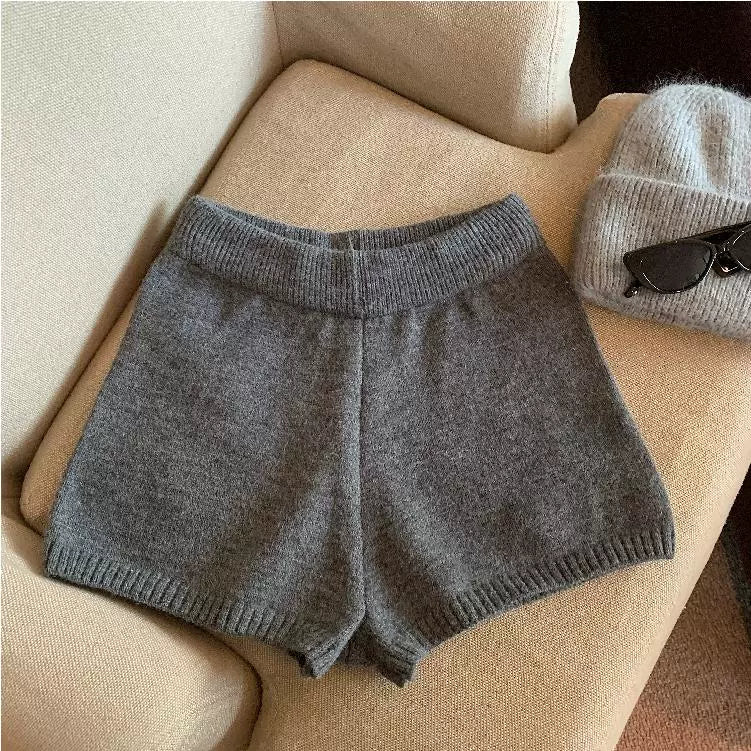 Bria Knit Wide-Leg Shorts - Dark Grey [K673D3P2]