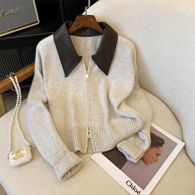 Mahogany Polo Knit Cardigan - Beige [95VIKJ4D]