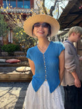 Indie Cut-Out Knit Cardigan - Blue [E8W0LRE4]