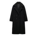 Athalia Double-Breasted Long Coat - Black [1Z0SS9GA]