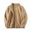 Zoee Plush Stand Collar Jacket - Khaki [Q743DYC7]