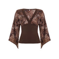 Talaya Floral Bell Sleeve Top - Brown [MCPYJUIF]