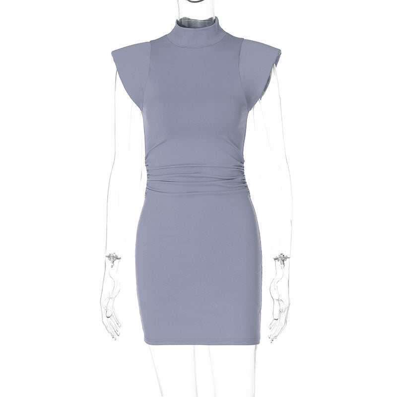 Kailey High Neck Bodycon Dress - Gray [7DXESL82]