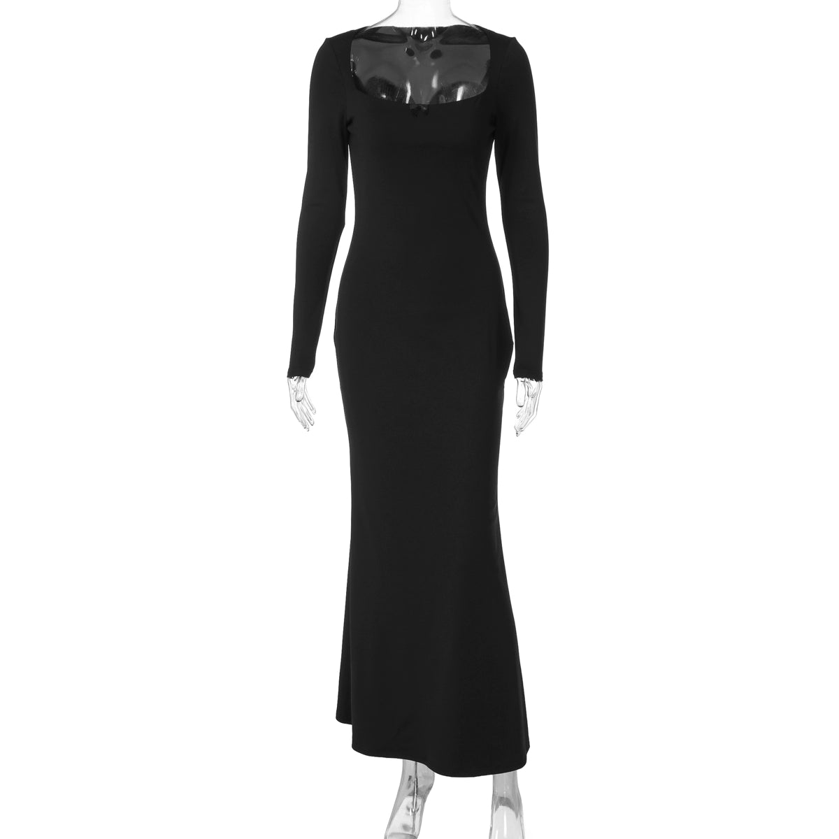 Clare Square-Neck Tie Bodycon Dress - Black [G6PSS2RO]