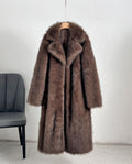 Nana Plush Faux Fur Coat - Coffee Brown [9ASME694]