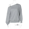 Brookelynn Off Shoulder Sweatshirt - Gray [UIJVD640]