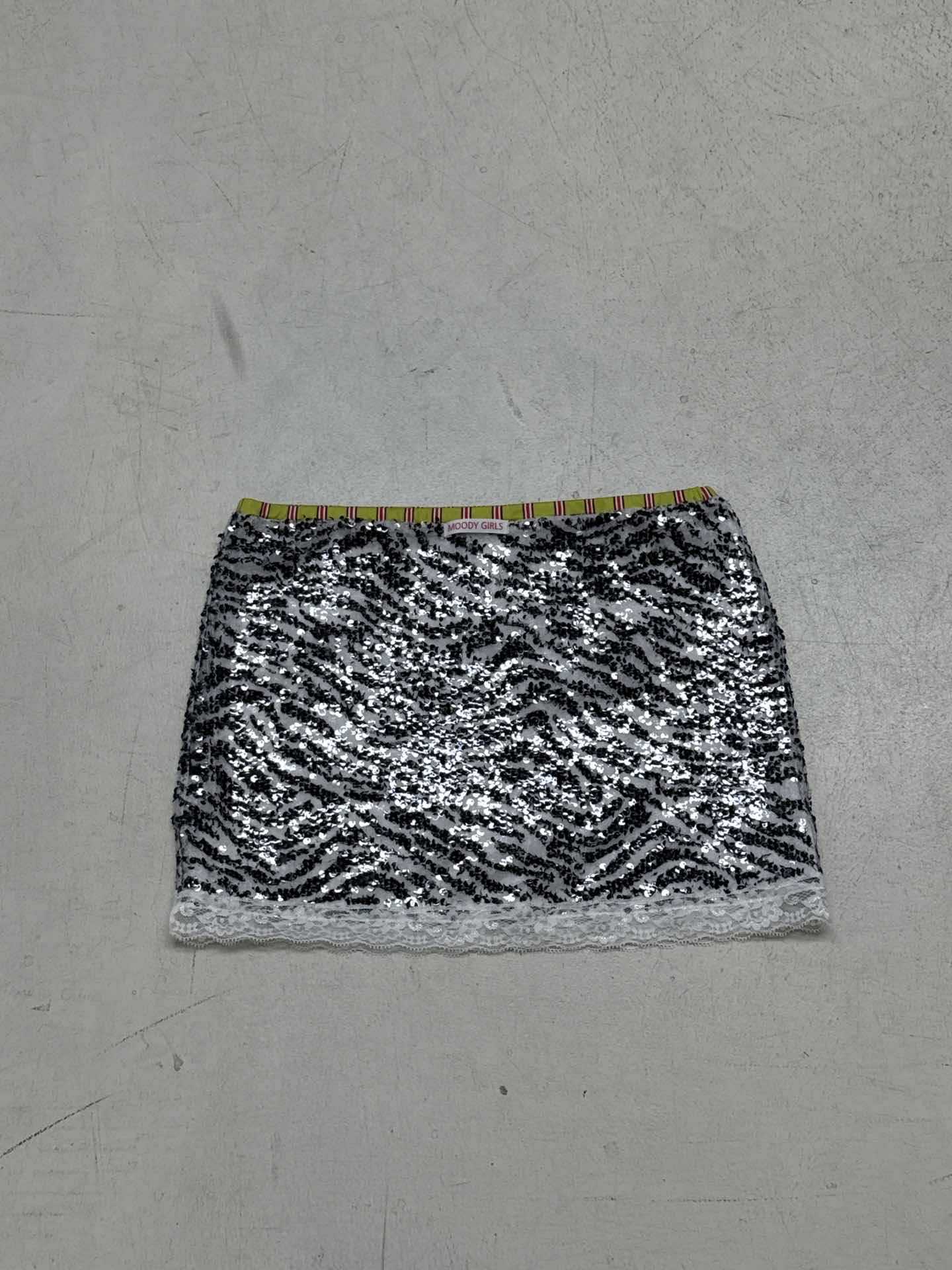 Zaylie Sequin Zebra Mini Skirt - 已做货，欢迎上架 [X3J00VQN]