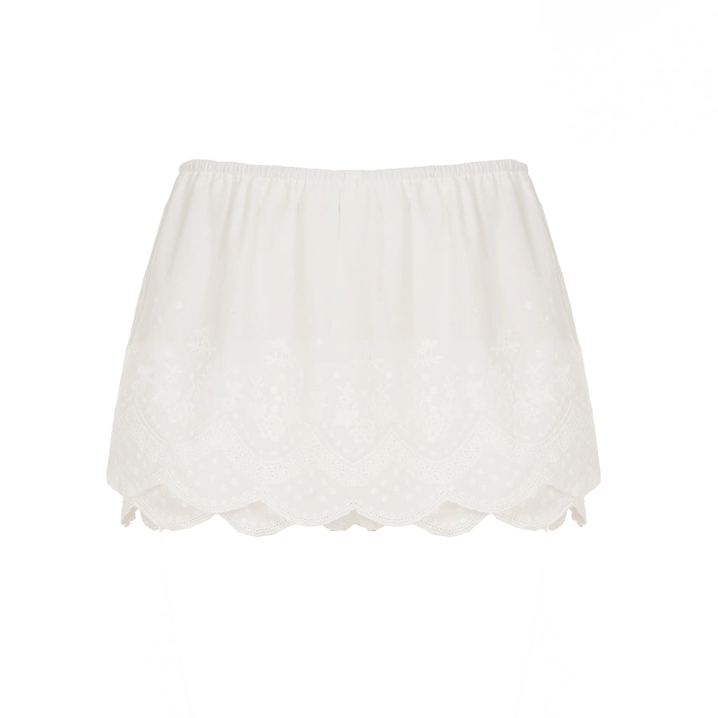 Kalee Low-Rise Lace Mini Skirt - White