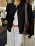 Kristy Button-Front Knit Cardigan - Black [UUYCRF61]