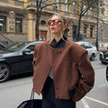 Khloe Retro Crop Jacket - Brown [IKAXJ5US]