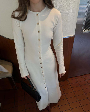 Amarii Ivory Knit Maxi Dress - Ivory White [19HS2JA2]