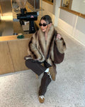 Asma Striped Faux Fur Coat - Striped Contrast [M3JA6NY8]