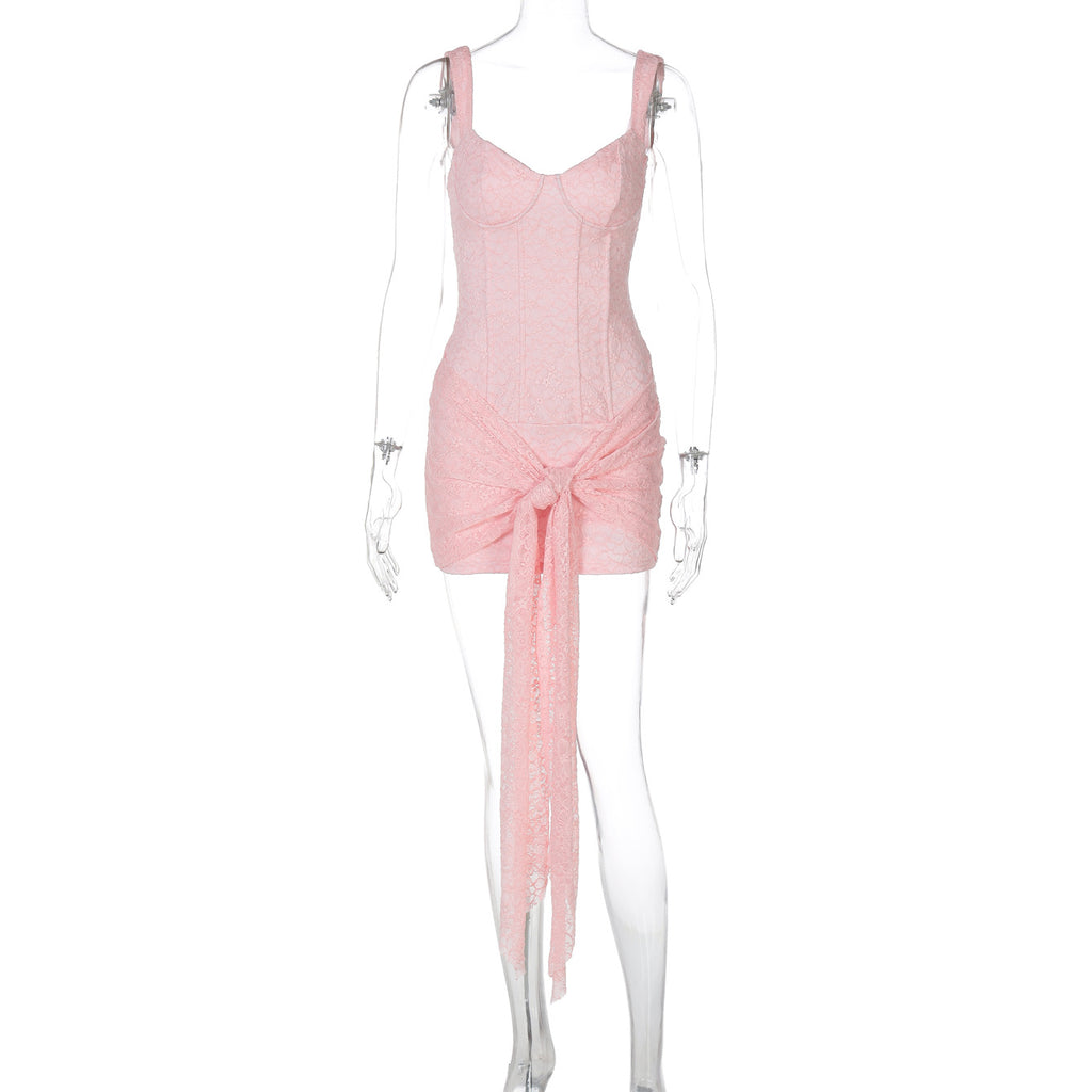 Daphne Lace Bodycon Mini Dress - Pink [FO4PB1W2]