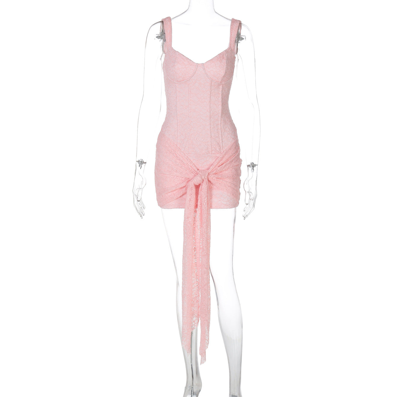 Daphne Lace Bodycon Mini Dress - Pink [FO4PB1W2]