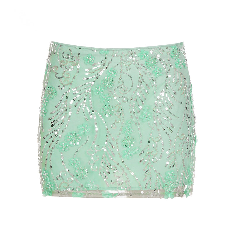 Dakoda Star Sequin Mini Skirt - Green [J57GG8VE]