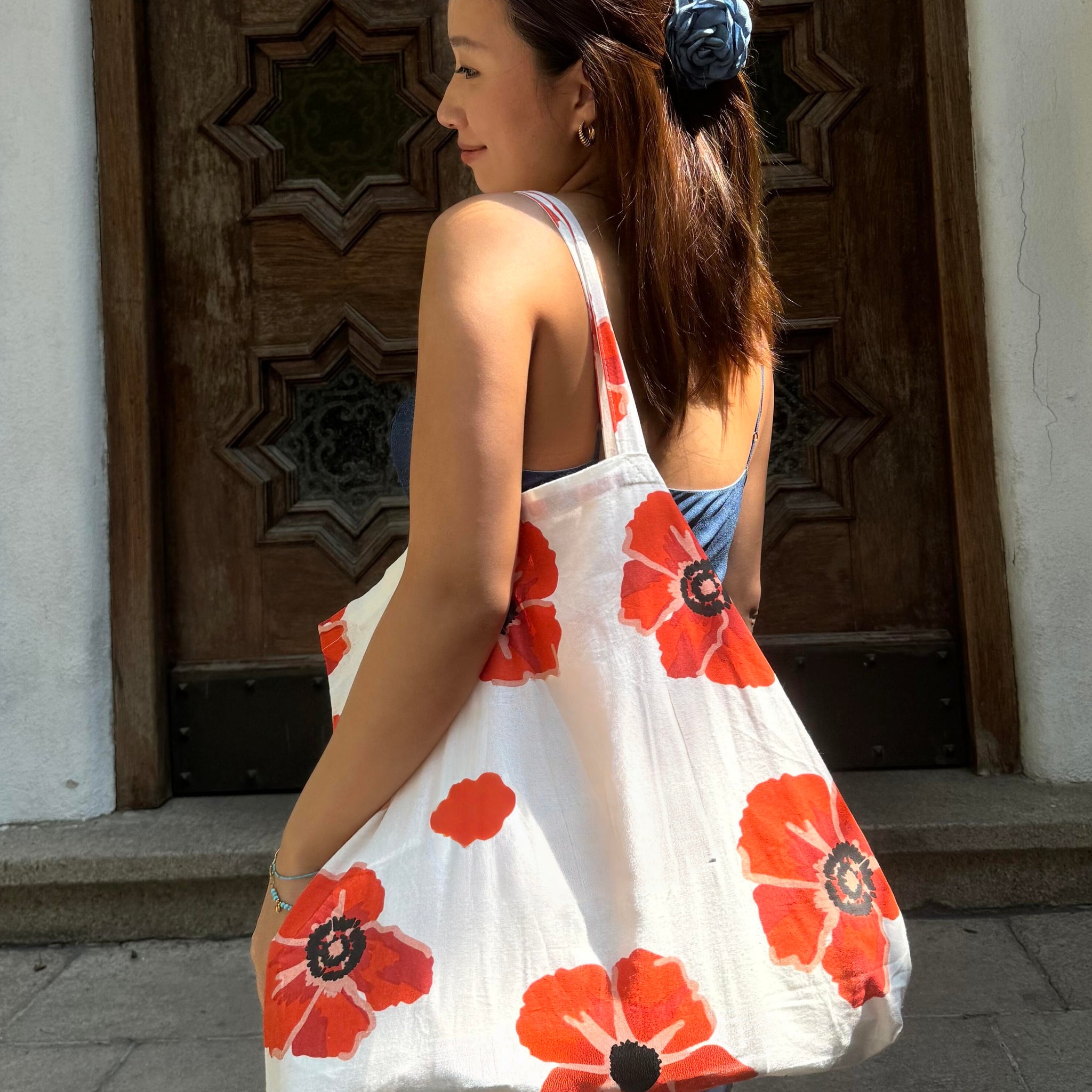 Sofi Orange Floral Tote Bag