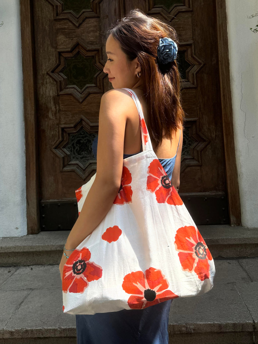 Sofi Orange Floral Tote Bag