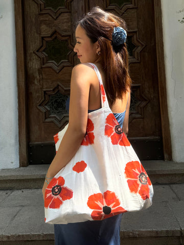 Sofi Orange Floral Tote Bag