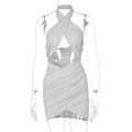 Jayani Halter Cut-Out Mini Dress - Gray [7RC46ZGK]