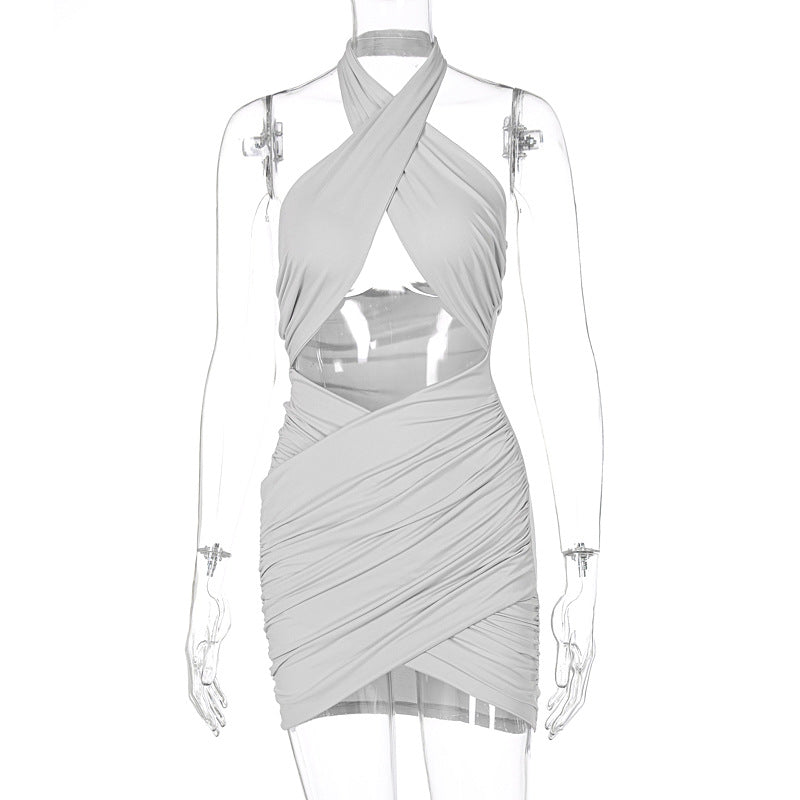 Jayani Halter Cut-Out Mini Dress - Gray [7RC46ZGK]