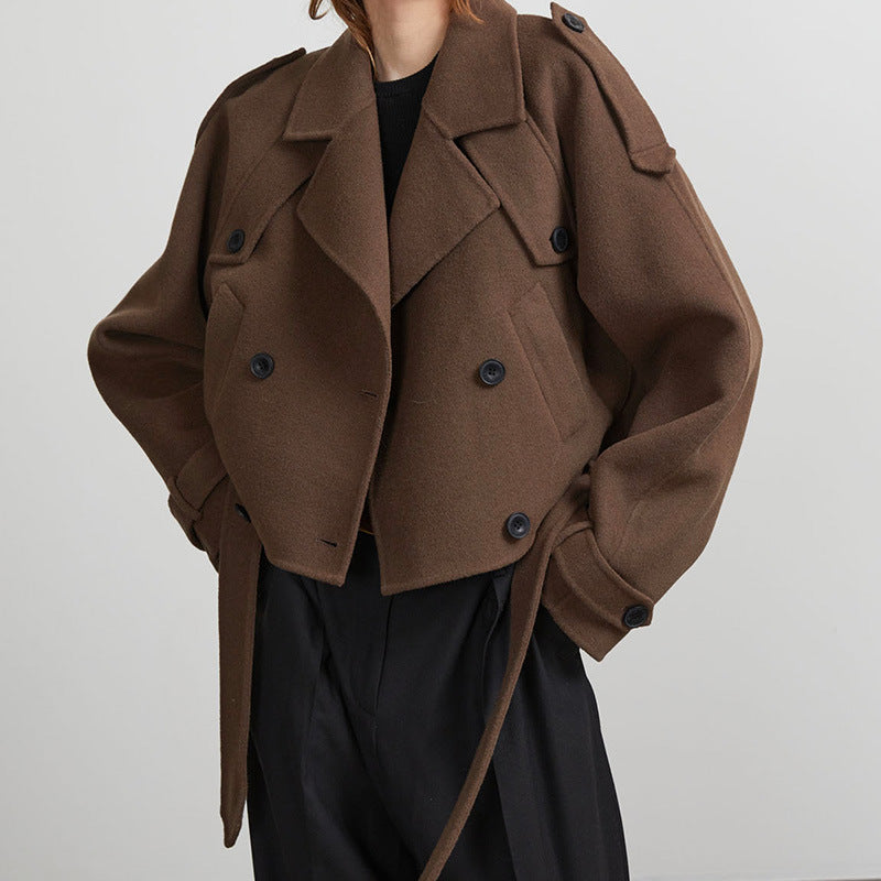 Gracey Belted Short Jacket - Dark Brown [G3WK76EI]