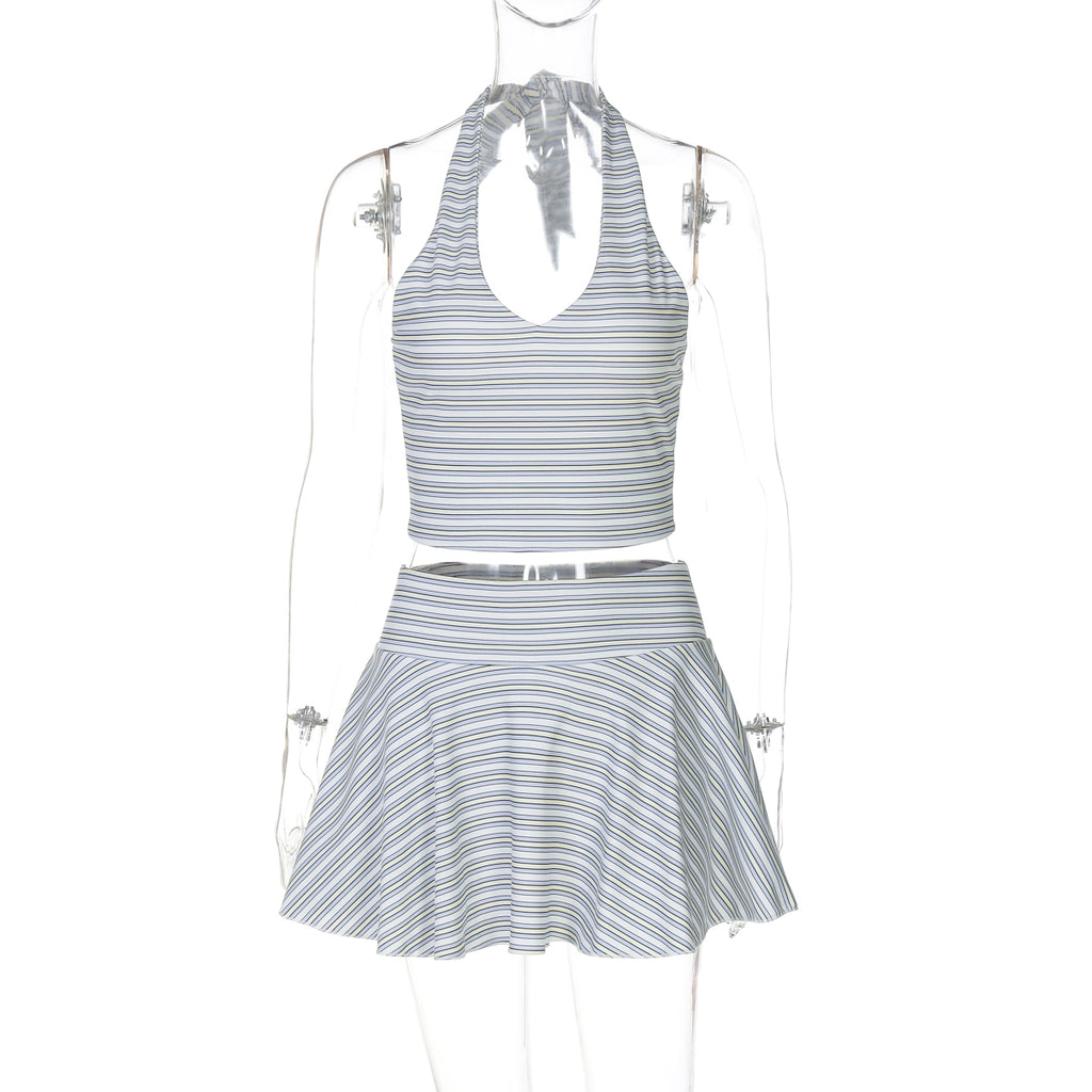 Rheya Striped Knit Mini Skirt Set - Striped
