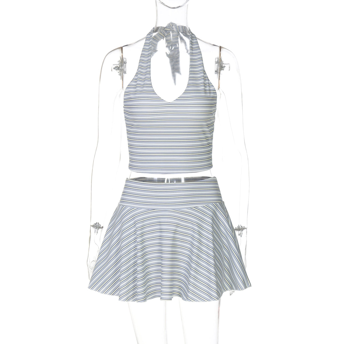 Rheya Striped Knit Mini Skirt Set - Striped