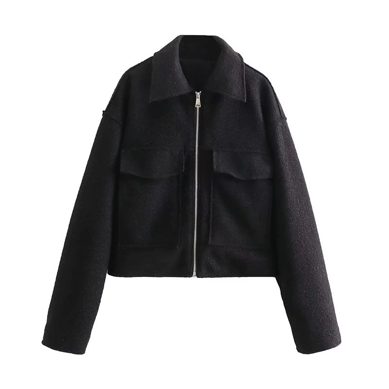 Jesse Wool Zip Jacket - Premium Black [XPZ3GW7U]