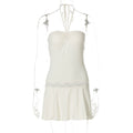 Mulan Lace Halter Mini Dress - Apricot [6GKSMMEG]