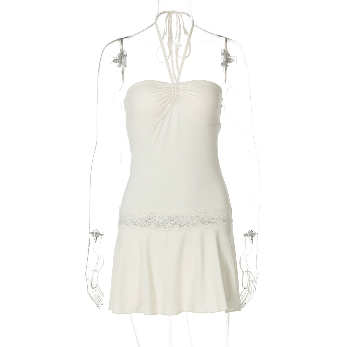 Mulan Lace Halter Mini Dress - Apricot [6GKSMMEG]