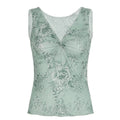 Yehudis Twisted Floral Mesh Top - Green [8D8C3079]