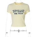 Zulay Letter Print Crop Top - Light Yellow