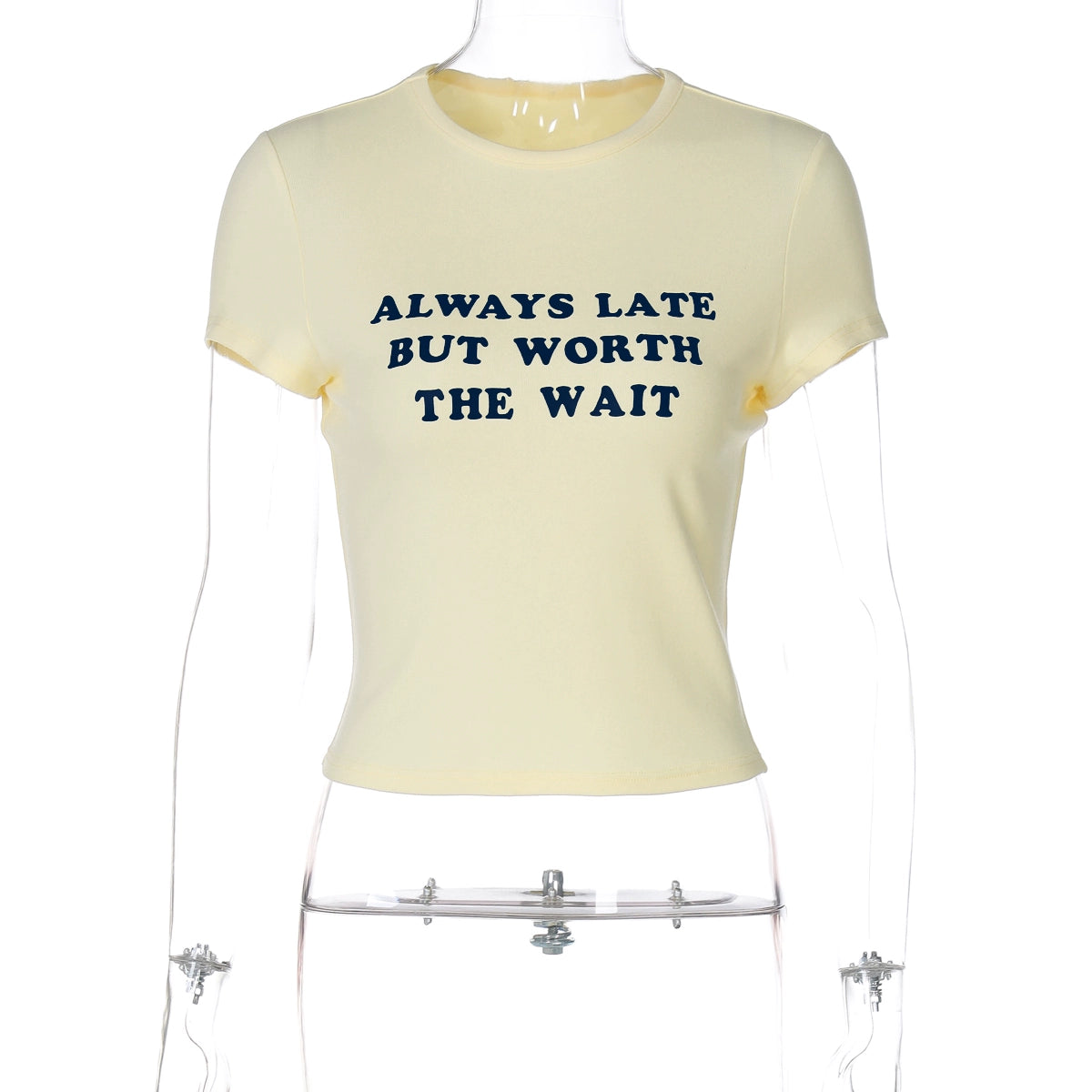 Zulay Letter Print Crop Top - Light Yellow