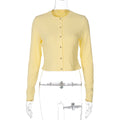 Fatimah Ribbed Button-Up Cardigan - Yellow [QJZOVQ7O]