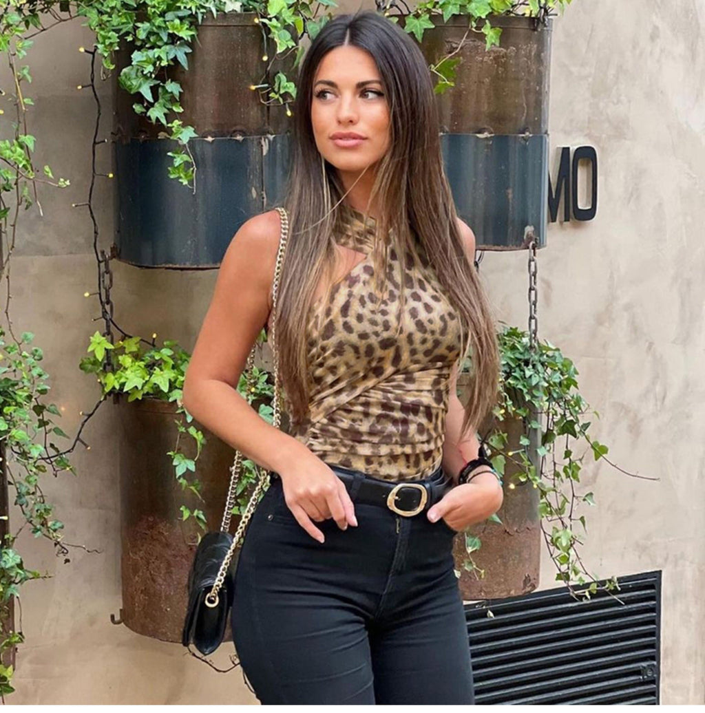 Posey Leopard Print Slant Bodysuit