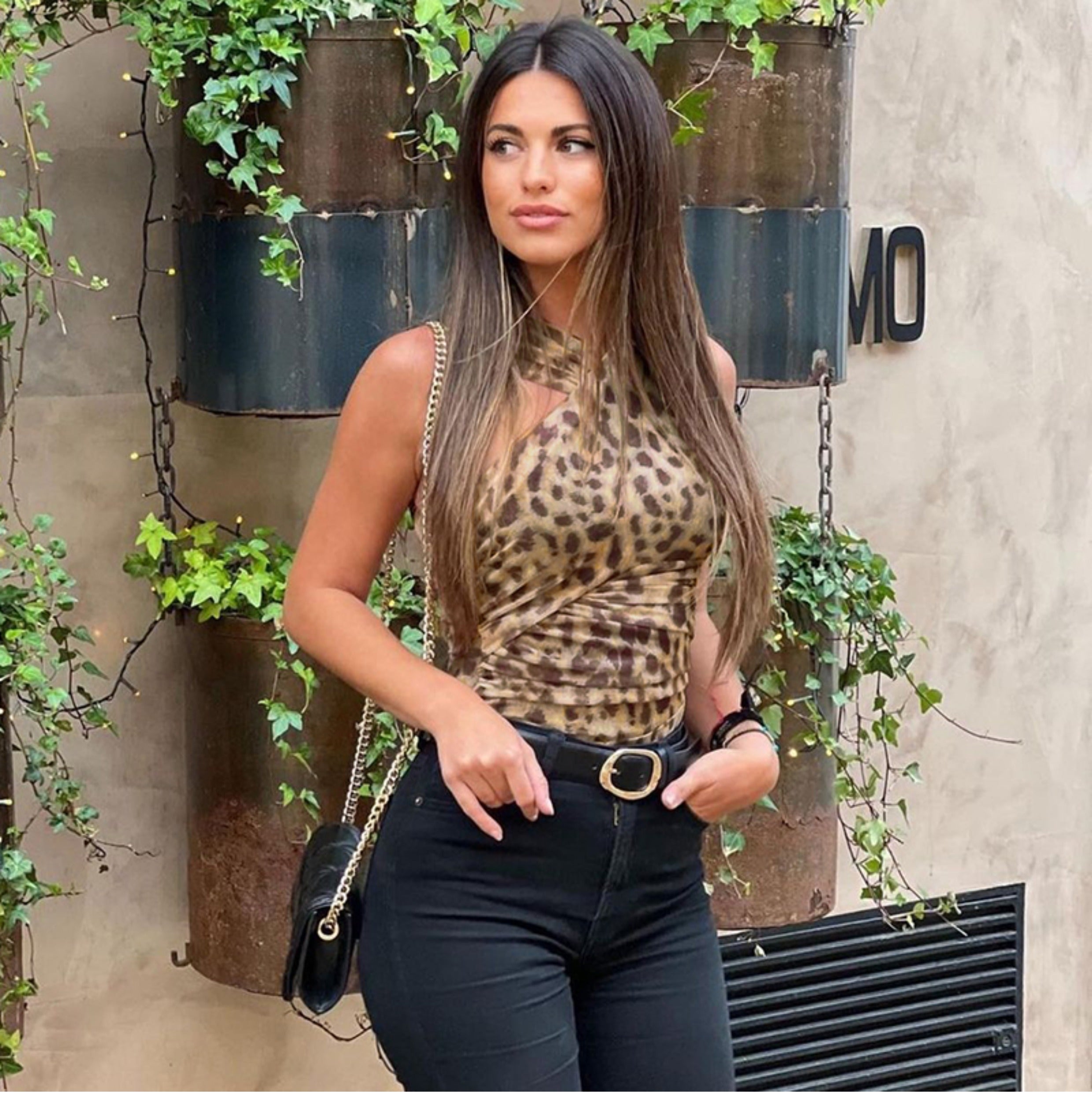 Posey Leopard Print Slant Bodysuit