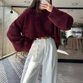 Kalie Relaxed Knit Sweater - Wine Red [H21DNK2J]