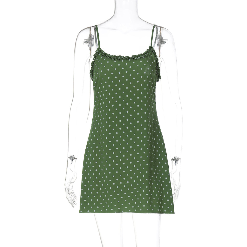 Rosella Polka Dot Mini Dress - Green [BCV9Z9ZV]