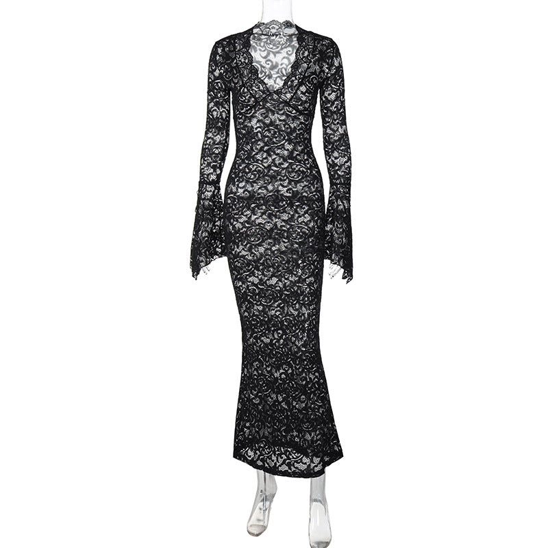 Sariyah Sheer Lace Maxi Dress - Black [D82YU9EU]