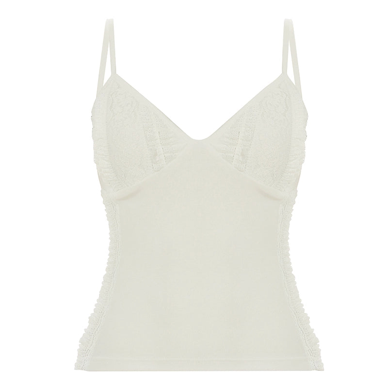 Brianny Knitted Lace Cami - White