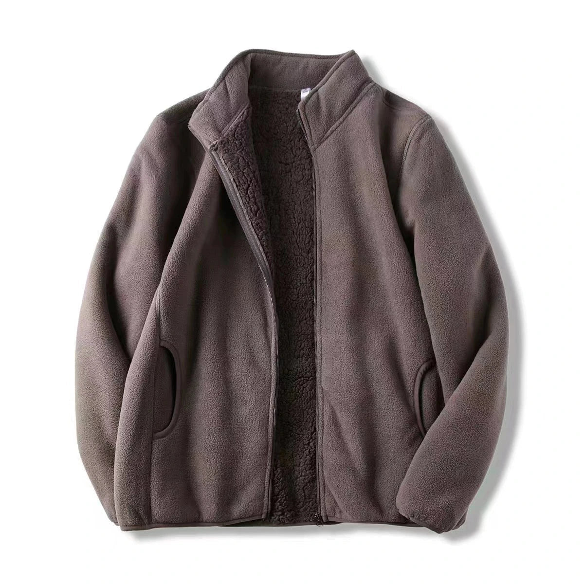 Zoee Plush Stand Collar Jacket - Ash Red [5IQQG9FB]